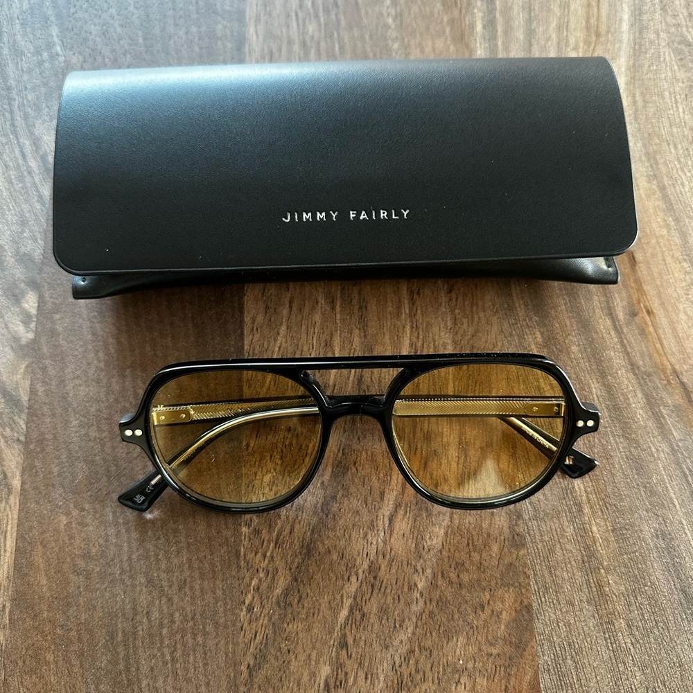 Jimmy Fairly Black Sunglasses with Yellow Lenses